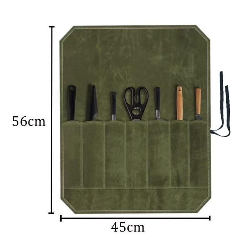 Canvas Knife Roll Bag Portable Lightweight Chef Knife Storage Carrier 1Pcs Suitable for Home Kitchen Camping Trip