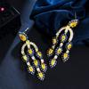 CMM Light Luxury Multicolor Zirconia Engagement Drop Earrings Wedding Jewelry for Brides