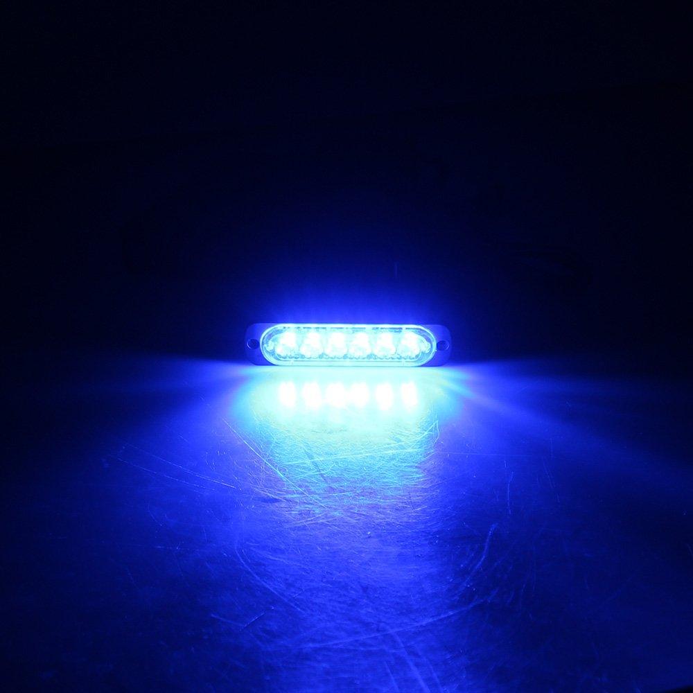 Poopee LED Daytime Running Lamp, Waterproof, Blue/White, for /24V Cars, Dustproof, Shockproof, 6 LEDs,