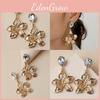 Flower Gold Metallic Earrings With Decorative Stones For Fashion Celebration And