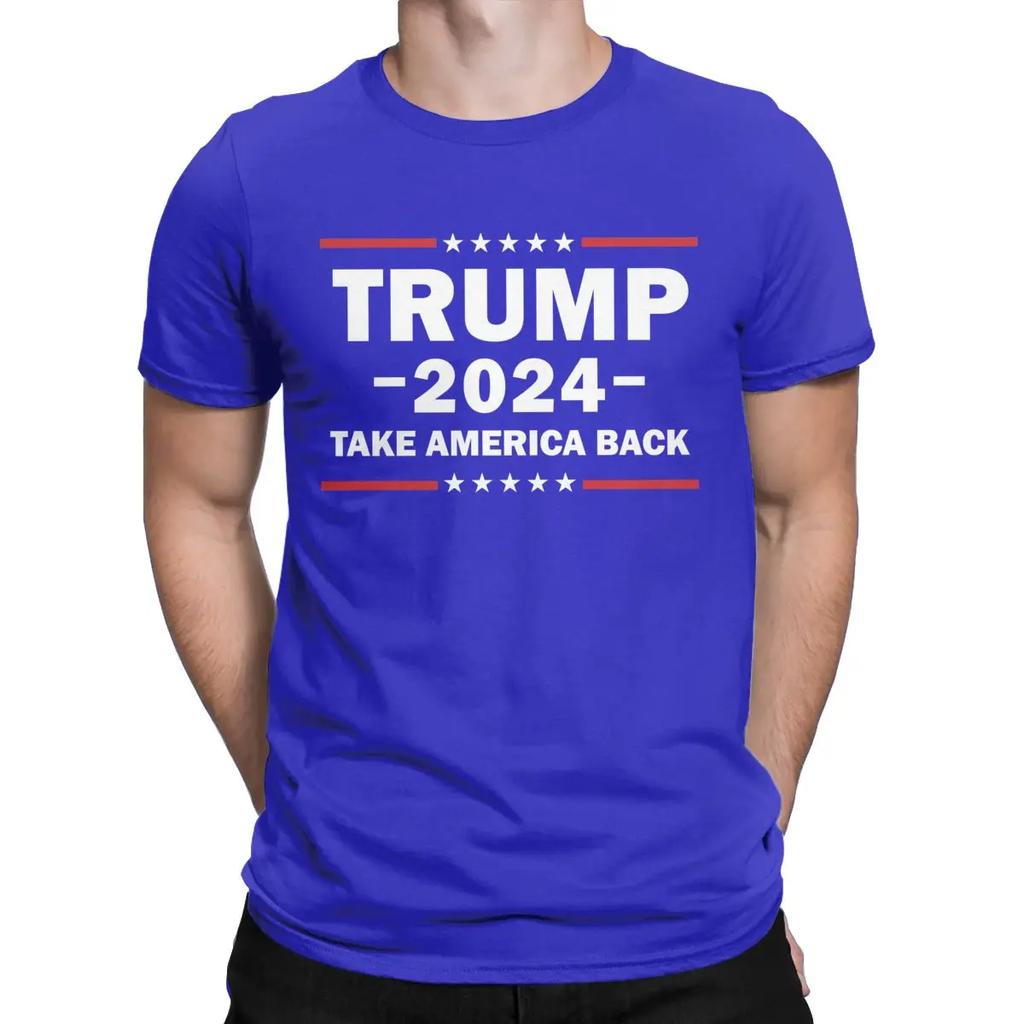 Мужские футболки Дональд Трамп 2024 Футболка Вернем Америке величие 100% Хлопок Футболка с коротким рукавом Футболки Круглый вырез Одежда Идея для подарка