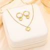 Heart Jewelry Set Golden Heart Necklace Hoop Earrings Set Birthday Anniversary Wedding Gifts for Women