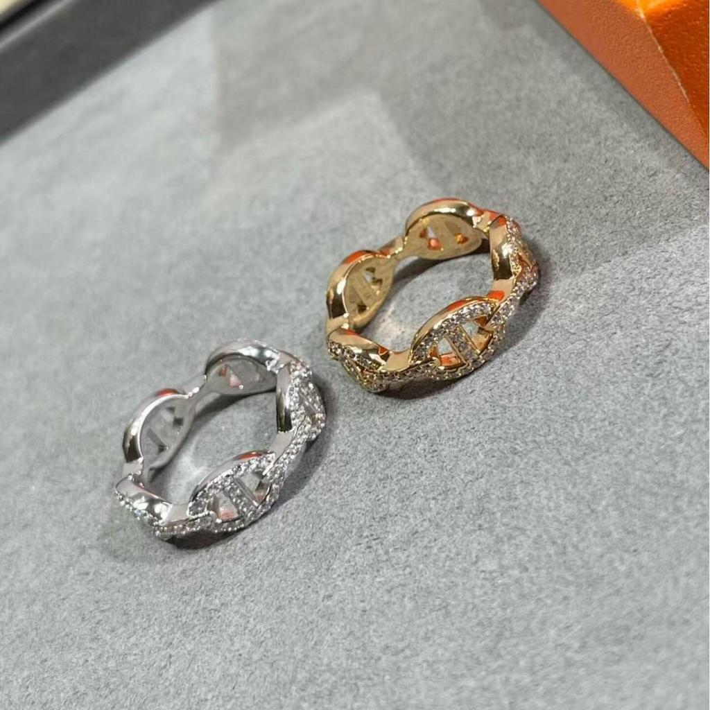 V Gold High Version Женское Толстое Кольцо-Пирсинг Носа из Розового Золота 18 карат с Полным Алмазом Высокой Твердости - Модное и Универсальное Кольцо Серии H.