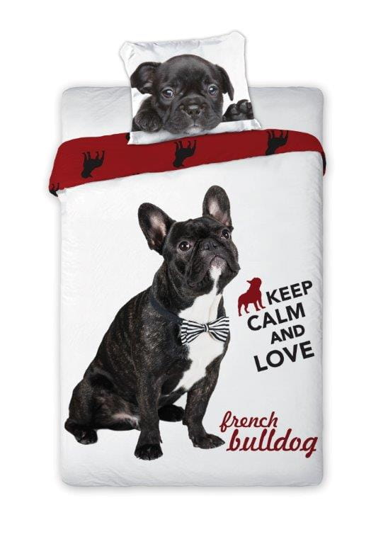 Cotton bedding 140x200 dog bulldog