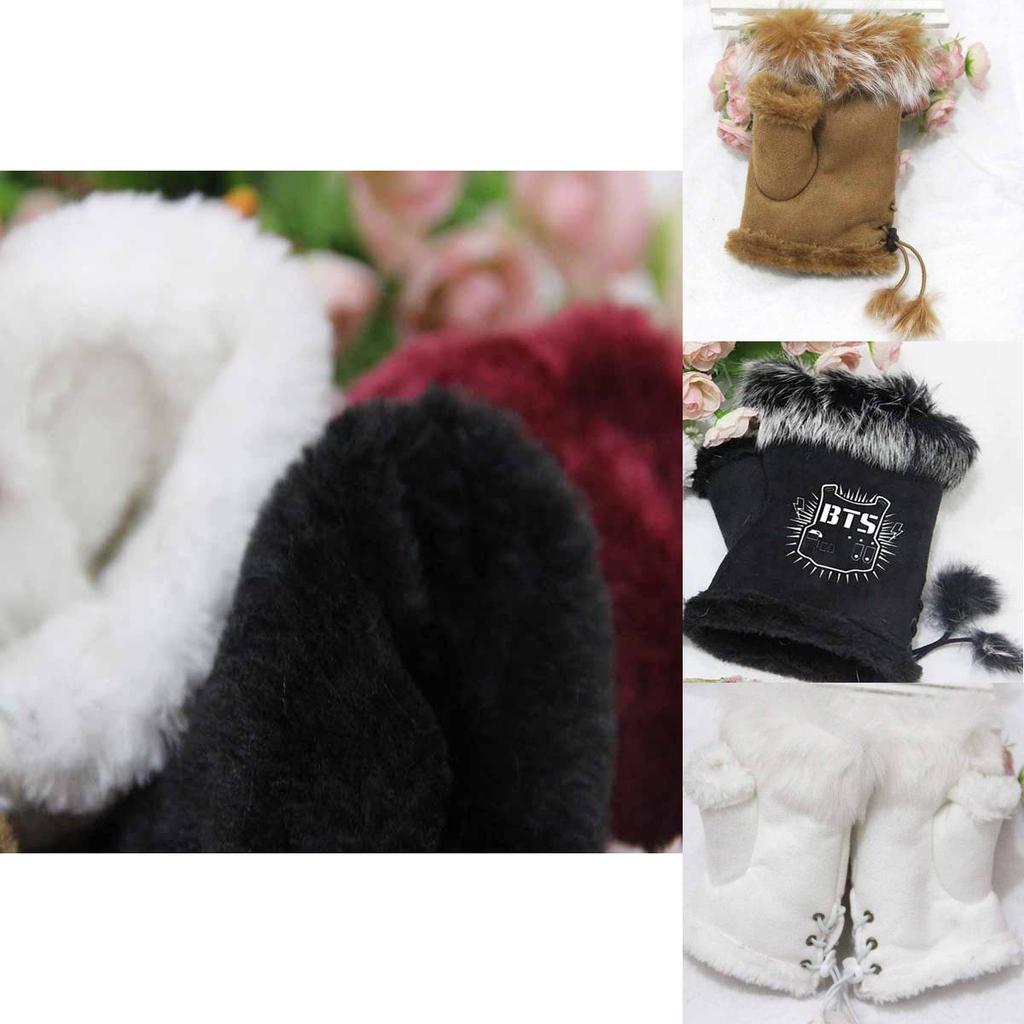 Перчатки на один палец (половина пары) Bts Kpop Теплые перчатки на шнуровке без пальцев Новые перчатки