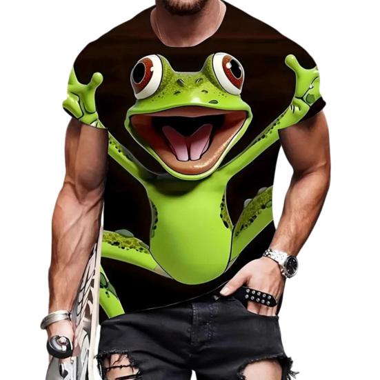 Мужская забавная повседневная футболка с мультяшными принтами животных, футболка с круглым вырезом и коротким рукавом, пуловер для повседневной носки, для улицы, вечеринки, пляжа