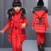 Winter Girls Fur Clothing Hooded Sets Vest Jacket + Warm Top Pants 3 Pieces Clothes Coat With Hood