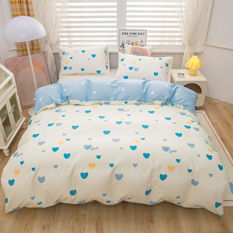 Cartoon Animal Rabbit Bear Duvet Cover Girls Strawberry Floral Bedding Set Reversible Kawaii Comforter Cover With 2 Pillowcase