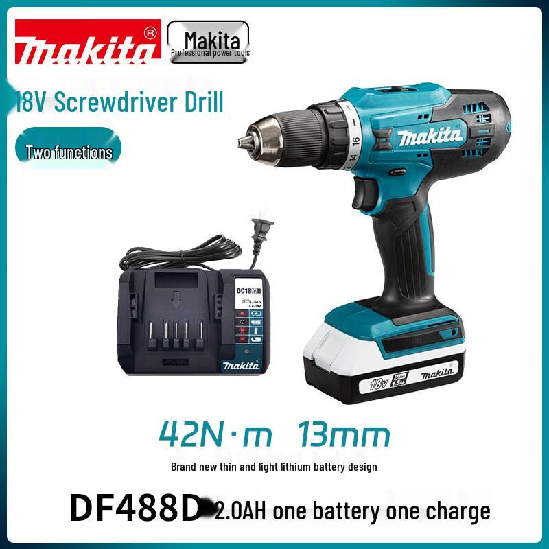 Makita DF488D 18V Cordless Driver Drill CN plug (adapter included)