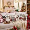Christmas Sofa Decorative Cushion Cover Linen Printed Cushion Cover Home Living Room Bedroom Cushion
