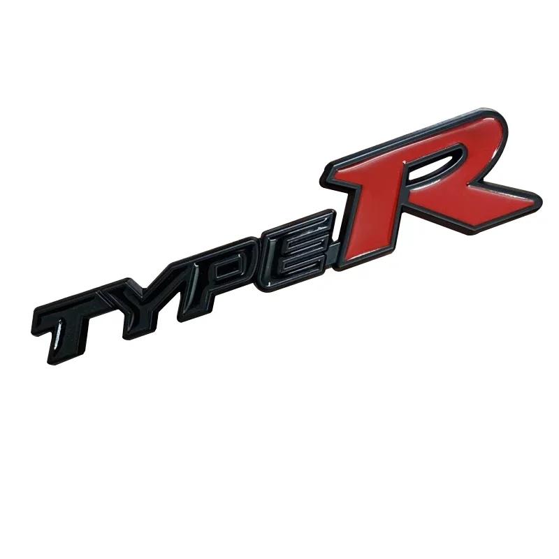 FIQ1 3D Metal Types Type S R Logo Letters Car Trunk Badge Decal For Honda S Fit City Civic Accord CRV HRV Emblem Sticker Accessories