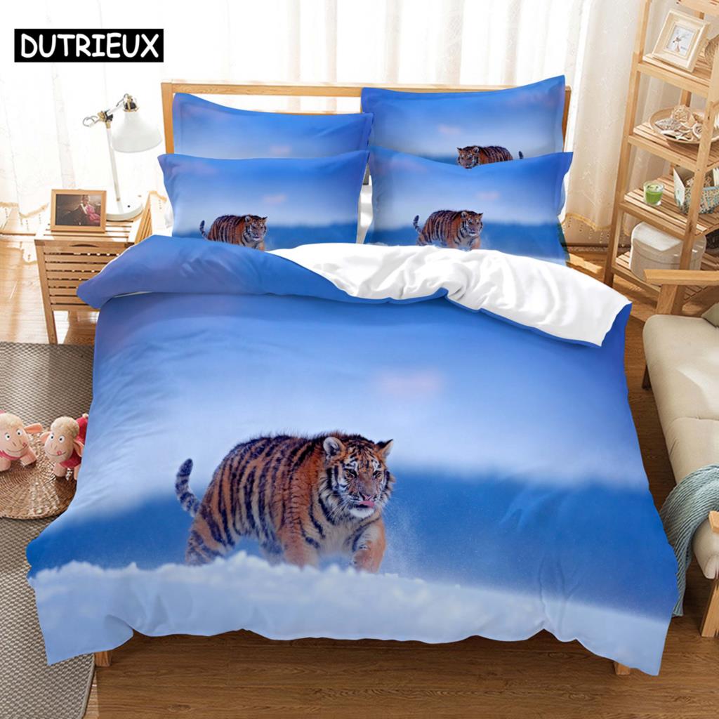 Комплект постельного белья с тигром King Size 230x260, двуспальная кровать, односпальная кровать Queen, наволочка с изображением животных из льна и 3D-наволочки, комплекты постельного белья для двоих