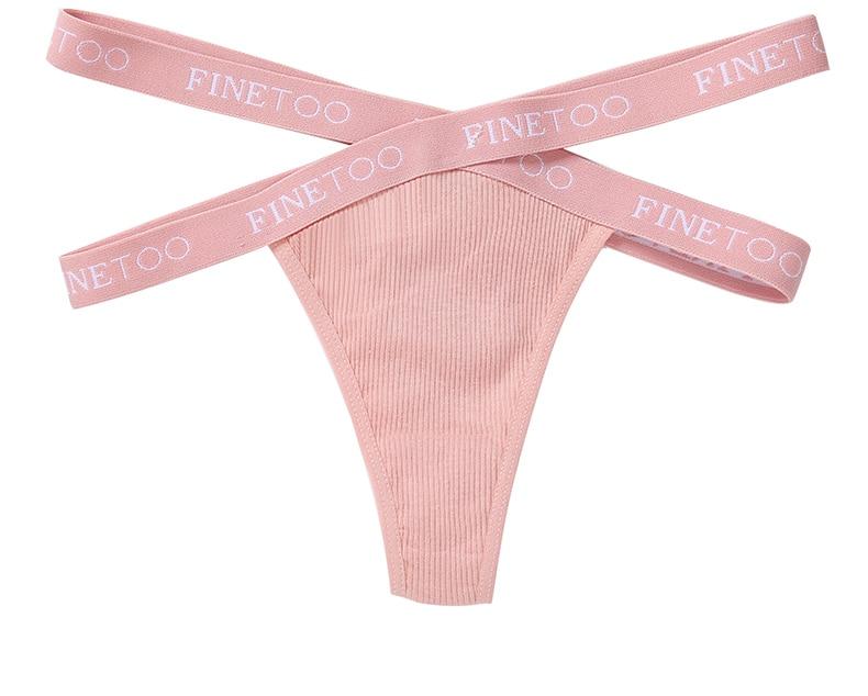 FINETOO 1 Pcs Sexy Cotton Women Thong Panties Underwear Woman Hollow Out Fashion Cross Letter Waist G-string Femme Brief Girls