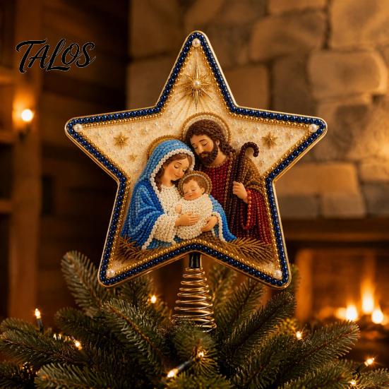 Christmas Tree Decoration Making Kit Rhinestone Art Topper Kit, DIY Nativity Star Xmas Sparkling Top Crafts Decor, Christian Religious with