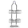 Shower Caddy Hanging Over Head Iron Bathroom Organizer Shelves with Soap Holder 2 Hooks for Towels Sponge Silver