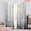 2pcs,2D Plane Printing Curtains&Window Treatment Birch Forest Essence Versatile 100% Polyester (without Rod) Decorations For