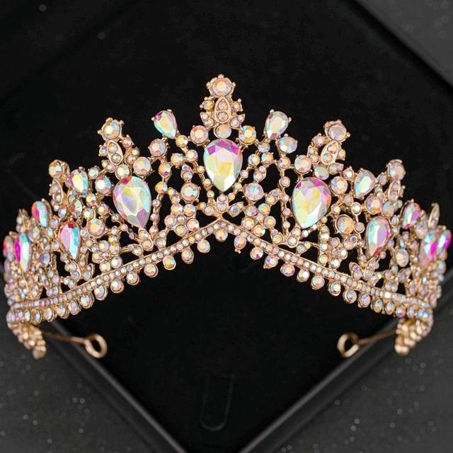 Золотые диадемы и короны из хрусталя AB, диадема для выпускного вечера, корона для женщин, свадебные аксессуары для волос, ювелирные изделия, корона-тиара