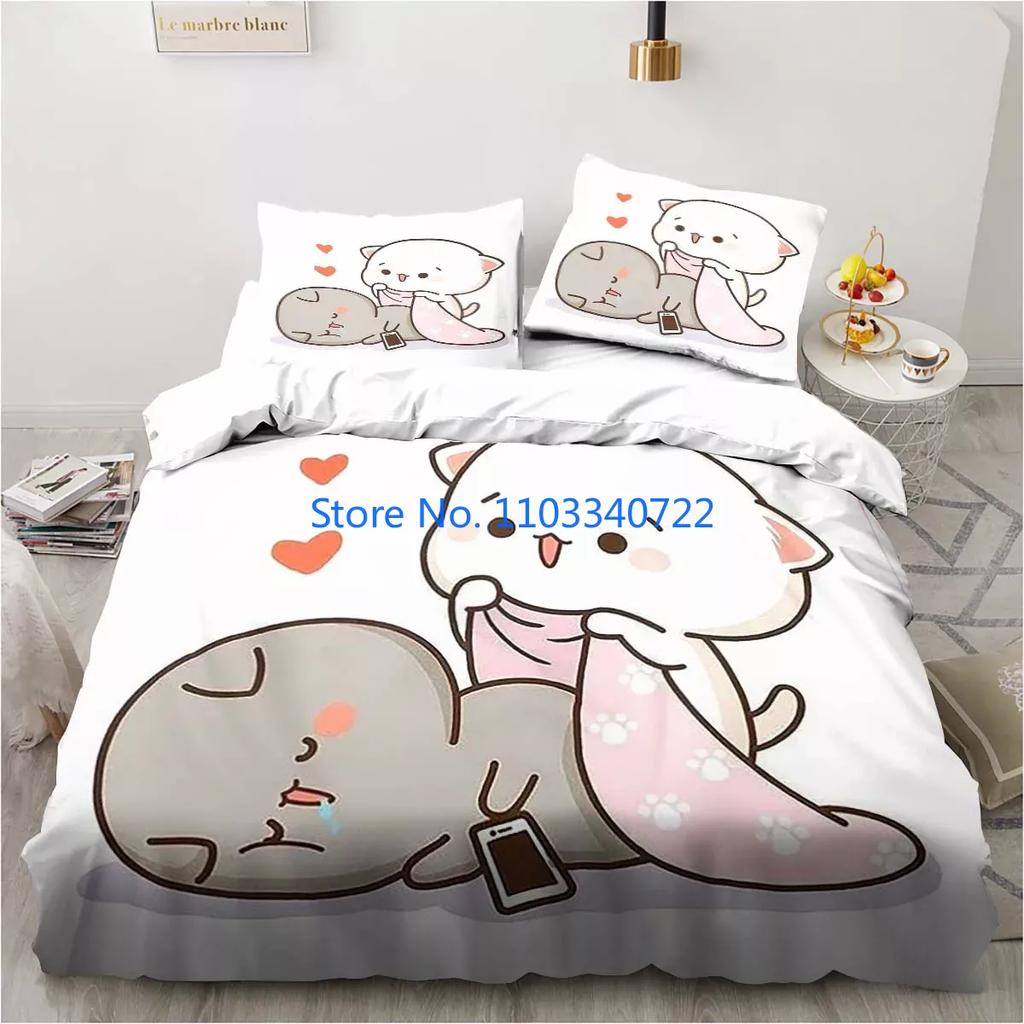 Комплект постельного белья Bubu Dudu Cartoon Cute Bear Kawaii с 3D-принтом, для мальчиков и девочек, декор спальни.