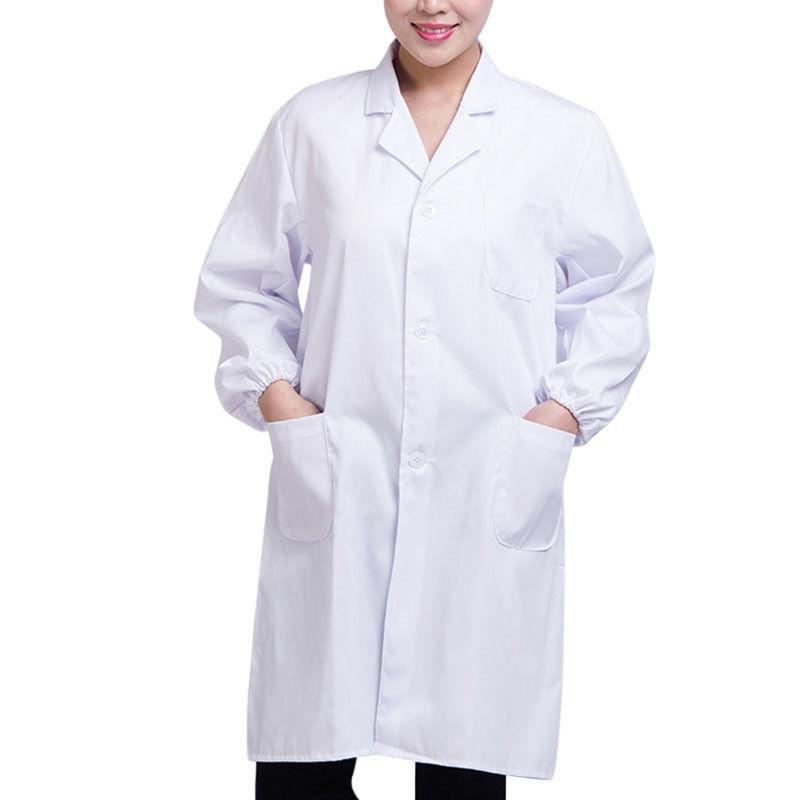 Men/Women Long Sleeve Medical Nurse Doctor White Coat Cosplay Costume Hospital Uniform Lab Coat Work Clothing Adults