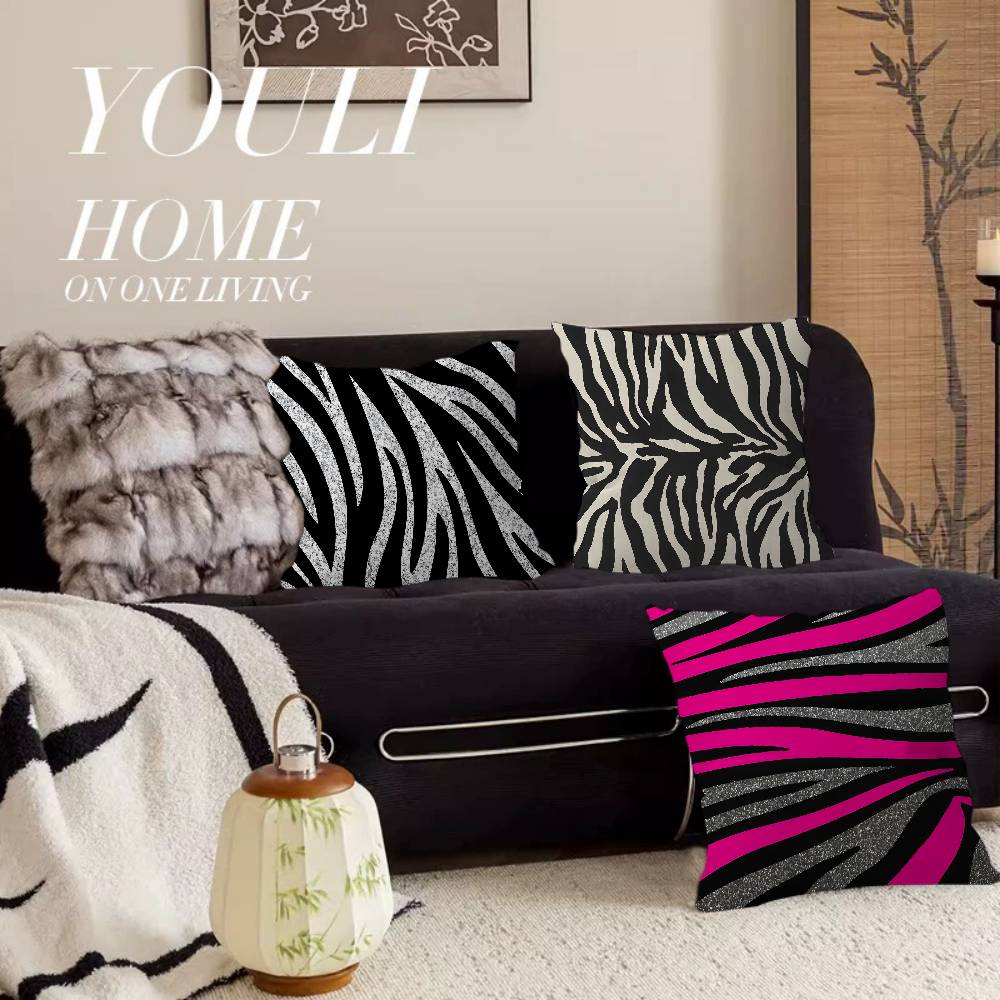 Black White Print Zebra Pillow Anime Pillow Sofa Bed Head Pillow Cover Cushion Cover 45X45 Cm Fashion