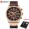 CURREN Топ Люкс Модные Мужские Часы с Ремешком из Натуральной Кожи, Кварцевые, Повседневные, с Датой, Деловые Наручные Часы для Мужчин