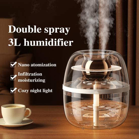 Увлажнитель воздуха для спальни, бесшумная работа, портативный дизайн, автоматический режим, датчик влажности, прозрачный прохладный туман, настольный увлажнитель воздуха