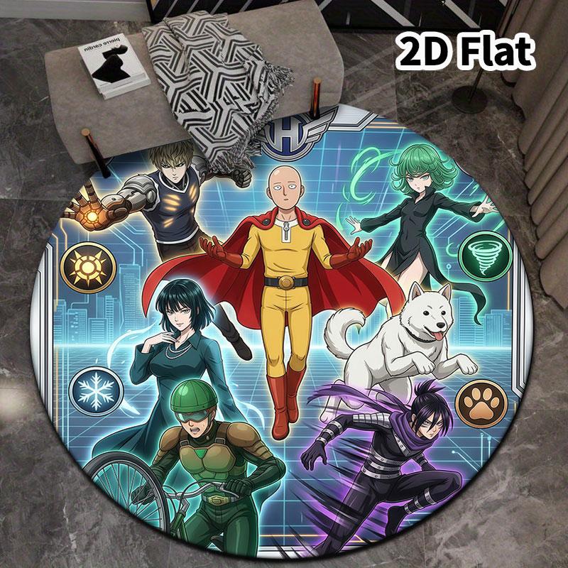 Onepunch Man Round Area Rug Carpet Rug For Living Room Bedroom Sofa Playroom Decor Nonslip Floor Mat