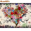 Рамка Diy Картина по номерам Набор Сердце Пейзаж Ручная роспись маслом Настенная картина DIY Подарок для украшения дома