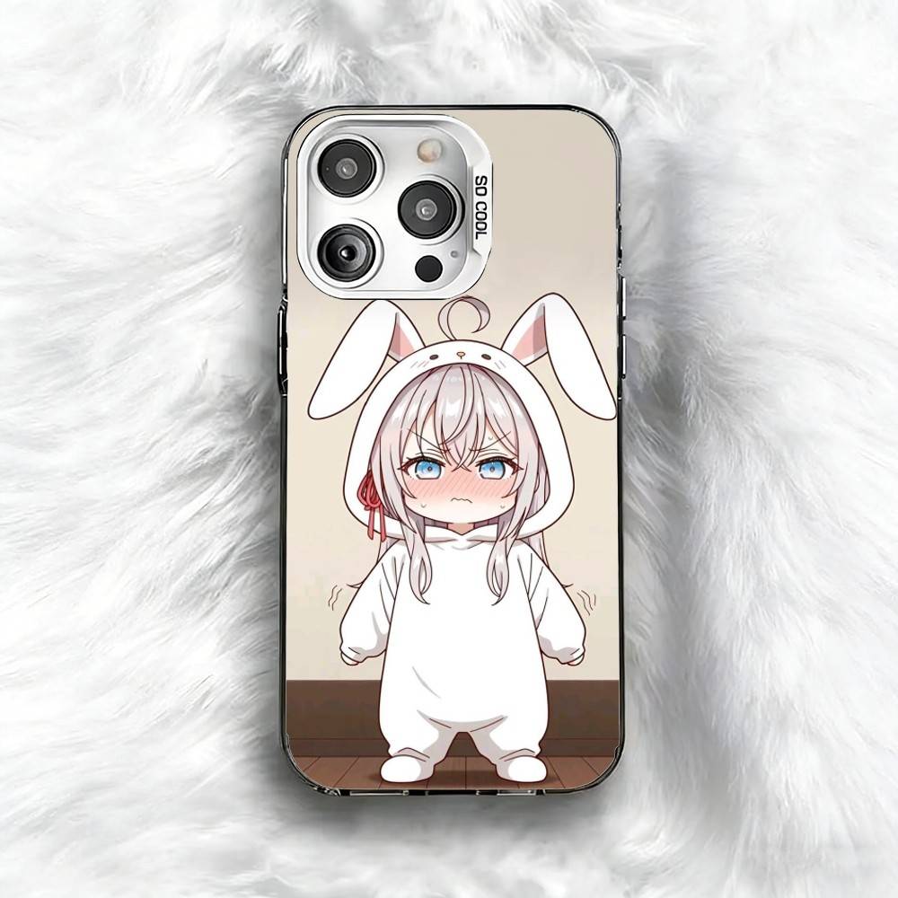 Аниме Милый A-Аля Чехол для телефона для iPhone 16 17 15 14 12 13 Pro Max Черный Цвет Ударопрочный Чехол