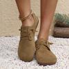 Fashion 2025 Spring/autumn New Women's Shoes Fashionable Round Toe Suede Flat Shoes Lightweight Shoelace Casual Sneakers Large Size 43