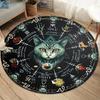 Кошка-ведьма Колесо Круглый Ковер Фланелевый Печатный Ковер Викканская Тема Домашний Декор Уютный Мягкий Коврик для Пола Гостиная Для Использования в Помещении