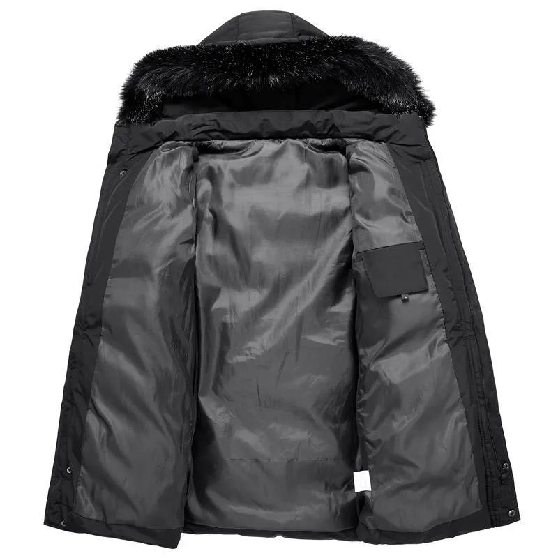 Зимний пуховик средней длины с капюшоном для сохранения тепла и толстой стеганой курткой. Свободная куртка большого размера.