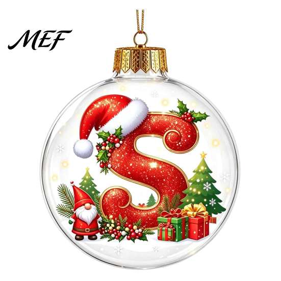 Winter Holiday Party Supplies 26?Letter Acrylic Christmas Ball Ornament, 3D Crystal Style Alphabet Xmas Wall Hanging Ornaments Pendant, Tree