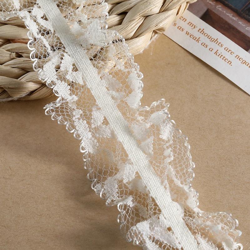 11M Lace Ribbon Ruffled Tulle Elastic DIY Decorative Material Clothing Accessories for Chic Style Lace Fabric 1 Yards