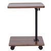 Sofa Side Table Metal Solid Wood Modern Minimalist Rolling Couch End Table Supports Height Adjustment for Laptop