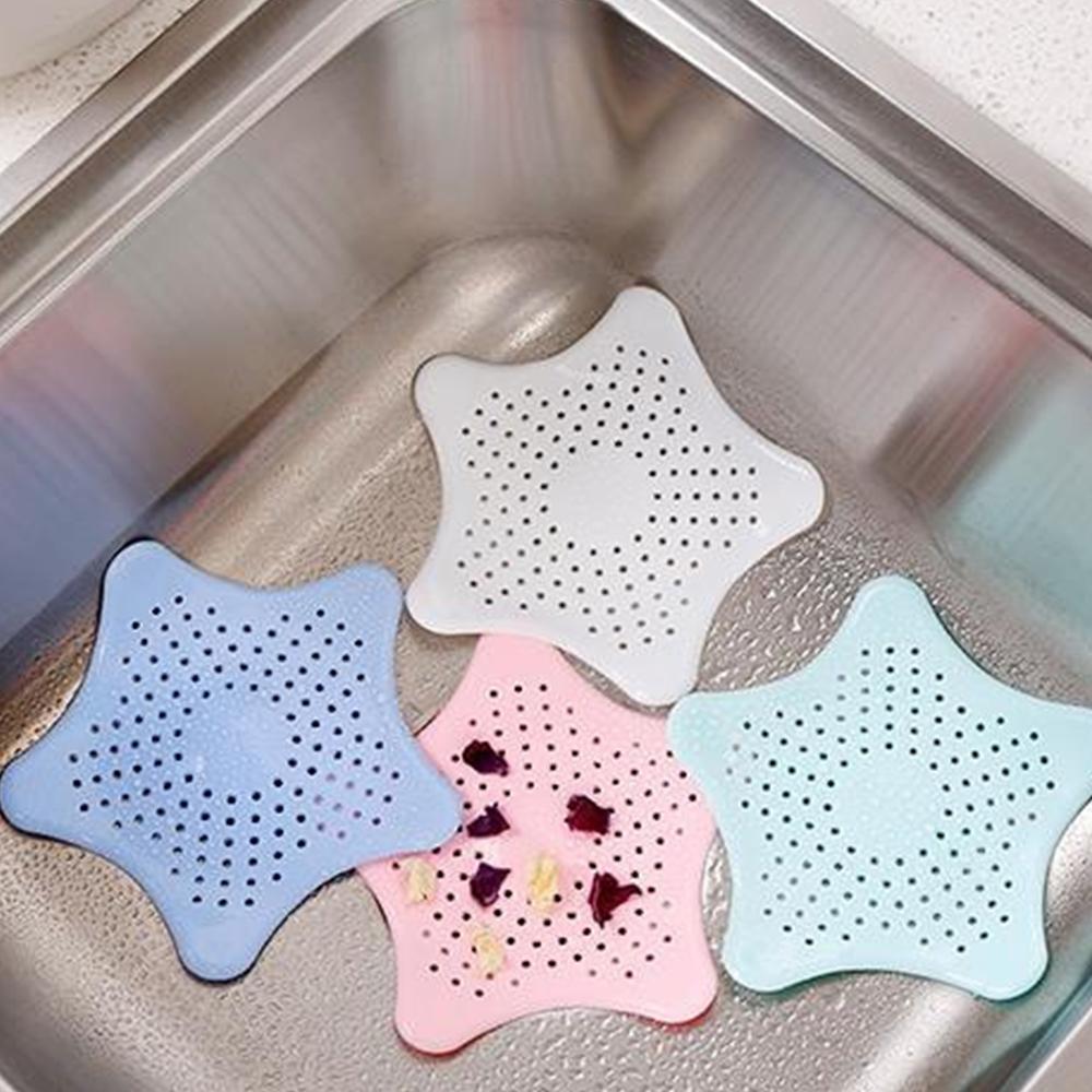 4 pieces of star-shaped silicone floor drain cover sink anti-clogging silicone filter color