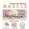 1 oversized Christmas party banner - Santa Claus, reindeer sled, and snow scenery decoration, suitable for Christmas Eve