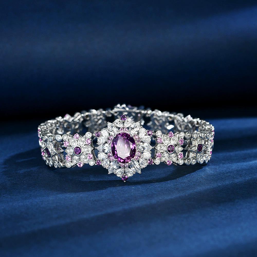 WUIHA Vintage 925 Sterling Silver 8 * 10 MM Sapphire High Carbon Diamonds Gemstone Wedding Engament Bracelet Bangle Fine Jewelry