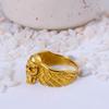 Winged Skull Gold Plated Statement Ring | Biker Gothic Brass Jewelry for Men & Women | Punk Rock Gift