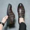 Кожаные мужские туфли для офиса, офиса, свадьбы, платья, модные туфли-оксфорды с узором из крокодиловой кожи на шнуровке