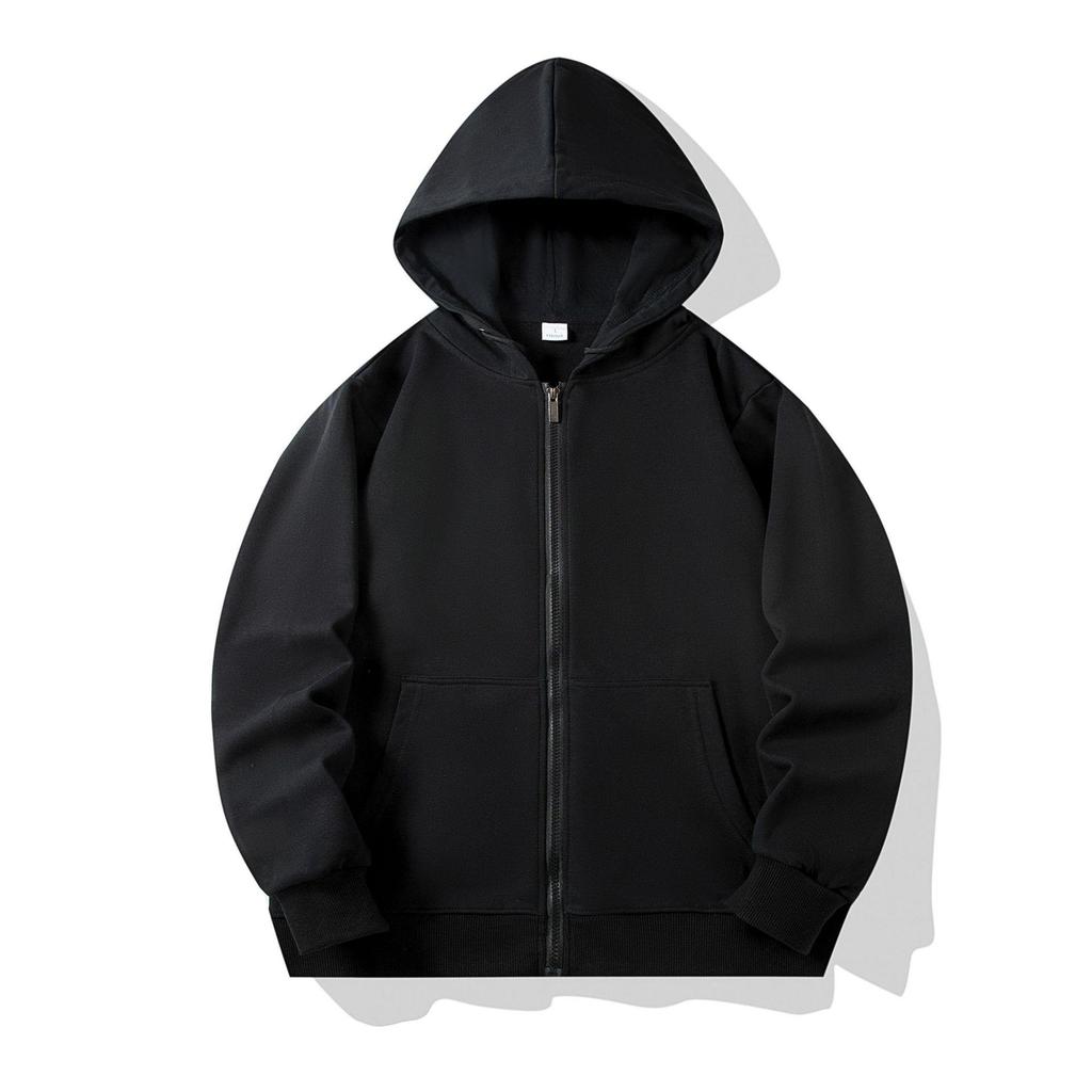 Autumn Children's Terry Cloth Zip-Up Hoodie with Pocket - Solid Color Korean Style Parent-Child Jacket