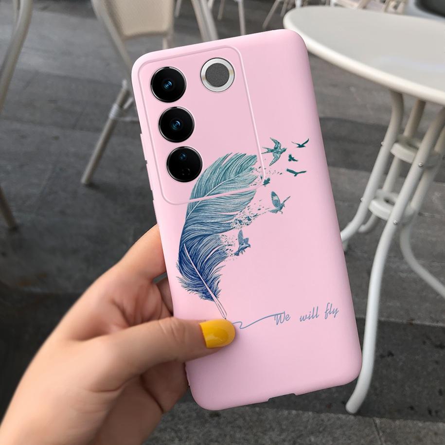 Чехол для Vivo V27 Pro Задняя крышка для Vivo V27e Модный чехол-фунда конфетного цвета с рисунком для Vivo V27 5G V 27e V27Pro V2237 V2230 Мягкий чехол