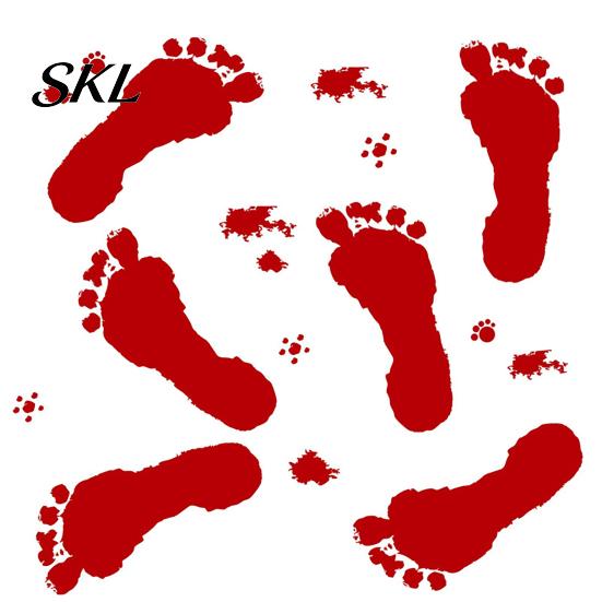 Temporary Removable Decal Halloween Blood Handprints/Footprints Wall Stickers, Decals, Spooky Waterproof Stain-proof Window Cling DIY Decoration