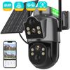 7.6W Solar Panel Wifi Camera With Built-in 7800mAh Battery Outdoor Wireless Security Cam 4MP Dual Lens PIR Human Detect PTZ Cam