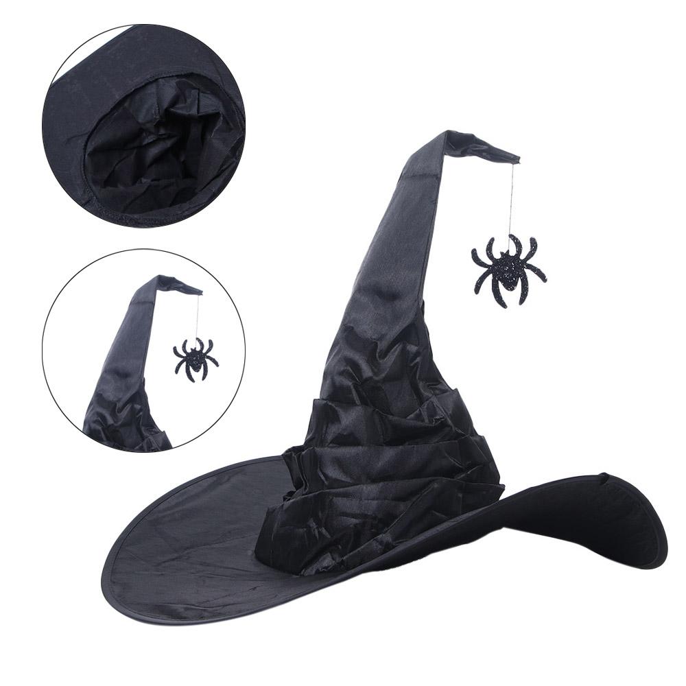 Props Night club Accessories Halloween Hats Witch Hats Sorcerer Caps Black Folds Wizard Cap