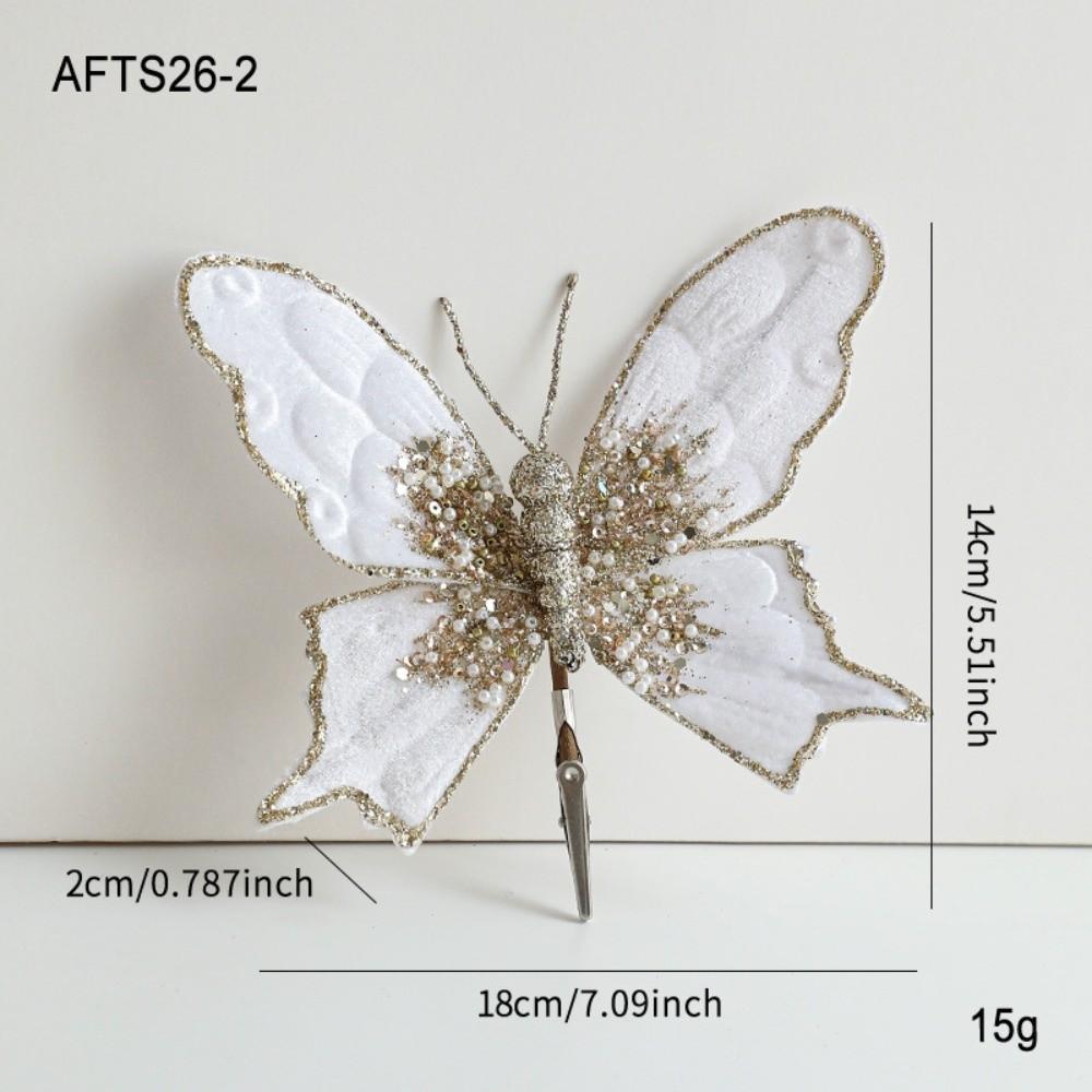 Sequins Artificial Butterfly Clip Simulated Christmas Tree Decoration Home Party