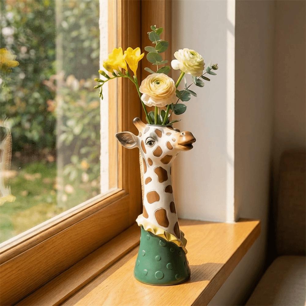 Floral Arrangement Animal Vase Modern Giraffe Vase Creative Art Vase  Living Room Decor