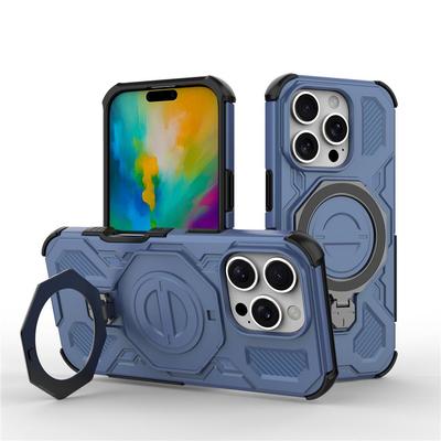 Противоударный бронированный чехол для iPhone 16 Plus 15 16 Pro Max Магнитный защитный чехол-подушка безопасности Вращающаяся противоударная подставка