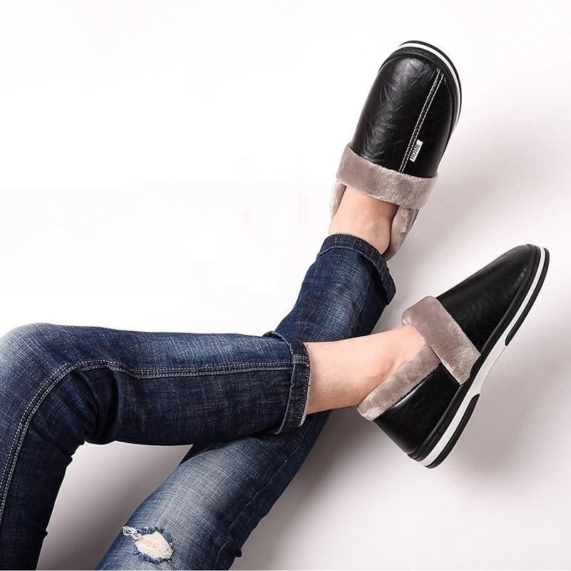 Новые мужские зимние домашние тапочки, осенняя нескользящая домашняя обувь для мужчин, кожаная домашняя обувь, водонепроницаемые теплые тапочки