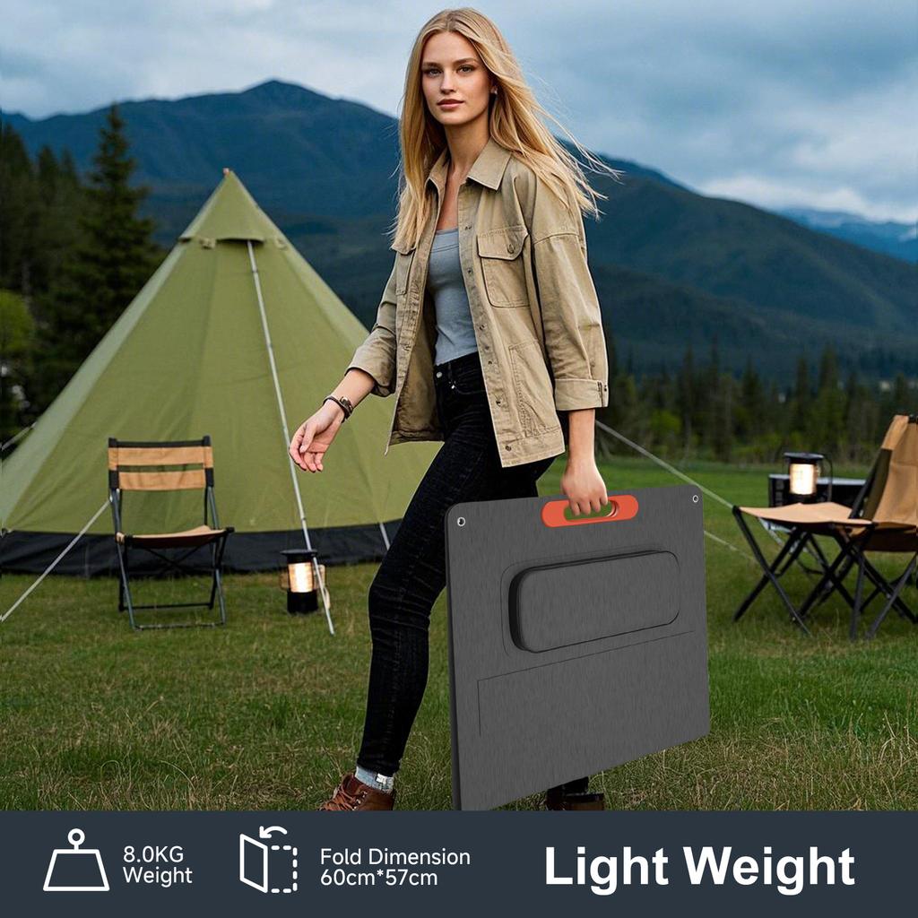 RVPOZWER 200W/100W Foldable Solar Panel Portable Solar Charging Panel 25.5% High-Efficiency House Powerful Solar Panels 4